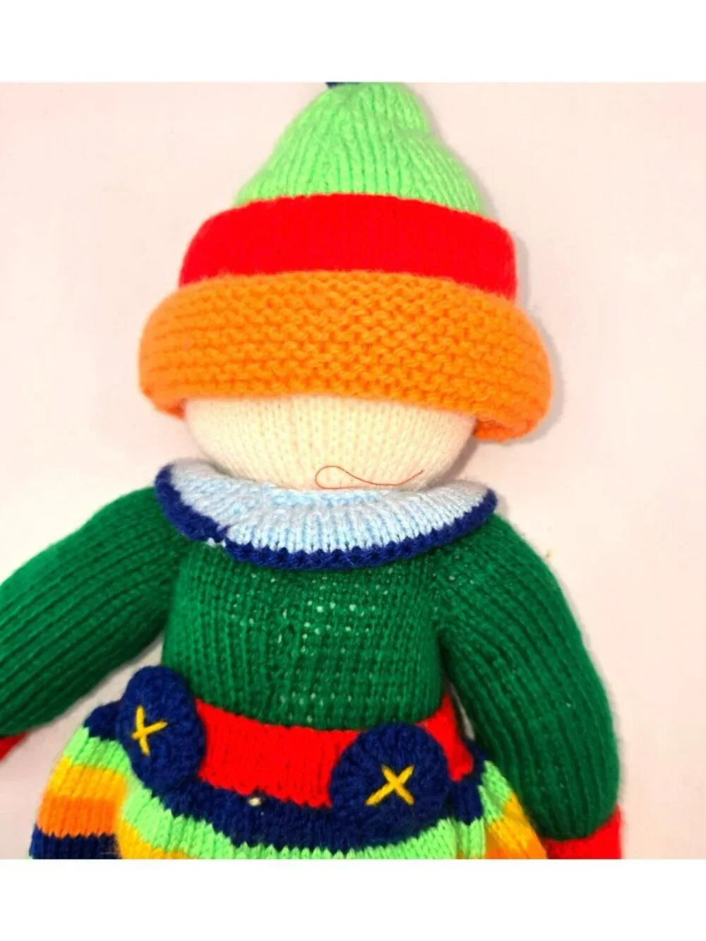 Hand-Knitted Clown Doll Jean Greenhowe Design Striped Soft Plush Toy VL5185